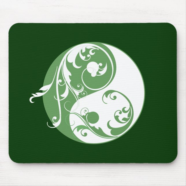 Scrolling Yin & Yang (green) Mouse Mat (Front)