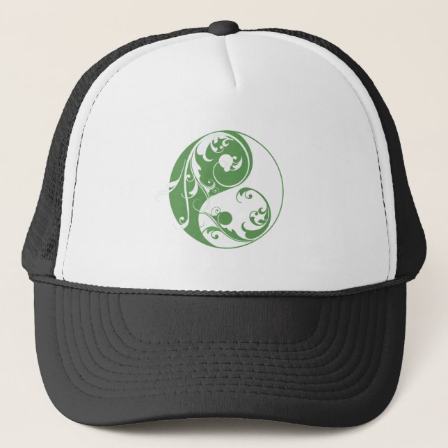 Scrolling Yin & Yang (green) Trucker Hat (Front)