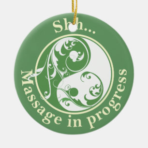 Scrolling Yin Yang Massage Do Not Disturb Ceramic Tree Decoration