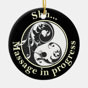 Scrolling Yin Yang Massage Do Not Disturb Ceramic Tree Decoration