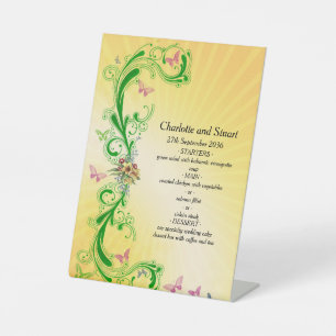 Scrolls and Butterflies Menu Pedestal Sign