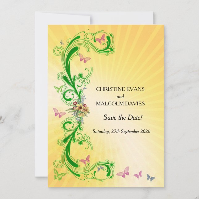 Scrolls and Butterflies Save The Date (Front)