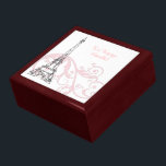Scrolls and Eiffel Tower - Pink Gift Box<br><div class="desc">Lovely pink scrolls and swirls and a black line art of the Eiffel Tower.  The perfect gift!</div>