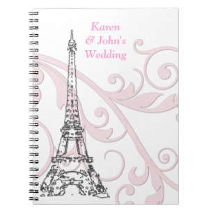 Scrolls and Eiffel Tower - Pink Notebook