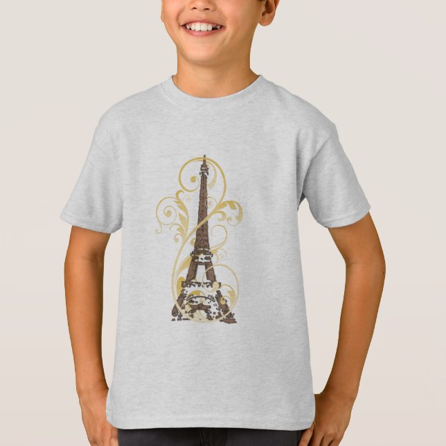 Scrolls and Eiffel Tower T-Shirt (Front)