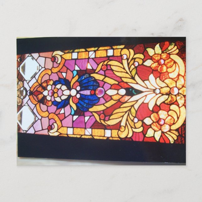 Scrolls, flowers and jewels window postcard (Front)