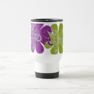 Scrolls n Flowers (purple/lime) Travel Mug