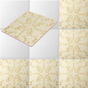 Scrolls of vine and flowers pattern tile