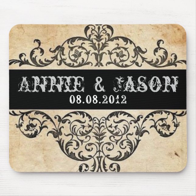 Scrolls rustic country western saloon wedding mouse mat (Front)