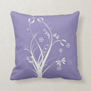 Scrolls with flowers on purple ground - cushion