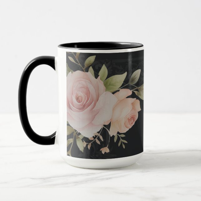 Scrolls with roses Victorian style Mug (Left)