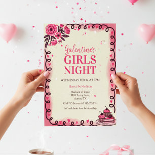 Scrollwork Border Galentine's Invitation