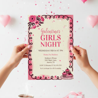 Scrollwork Border Galentine's Invitation