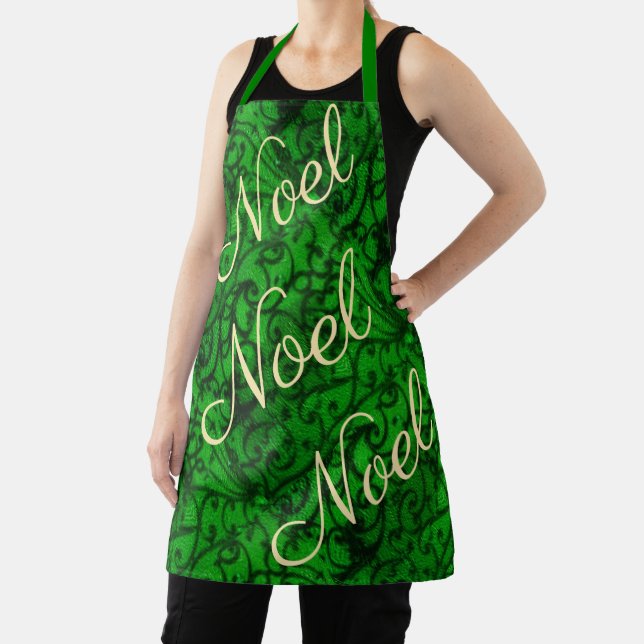 Scrollwork Green All-Over Print Apron (Insitu)