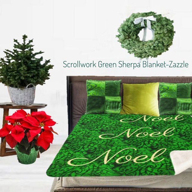 Scrollwork Green Sherpa Blanket (Creator Uploaded)