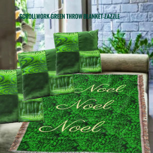 Scrollwork Green Throw Blanket