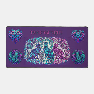 Scrolly 3 Cats Desk Mat