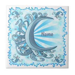 Scrolly Crescent Moon Tile
