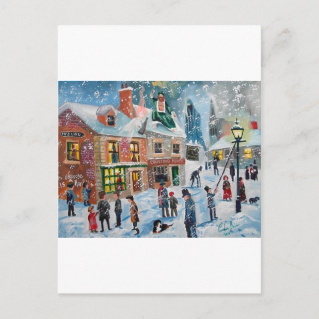 Scrooge A Christmas Carol winter snow scene ghosts Holiday Postcard (Front)