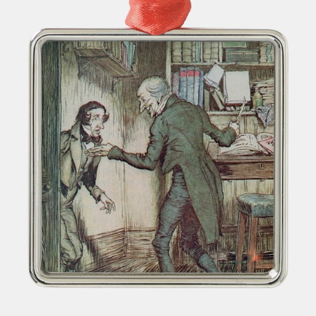 Scrooge and Bob Cratchit Metal Tree Decoration (Front)