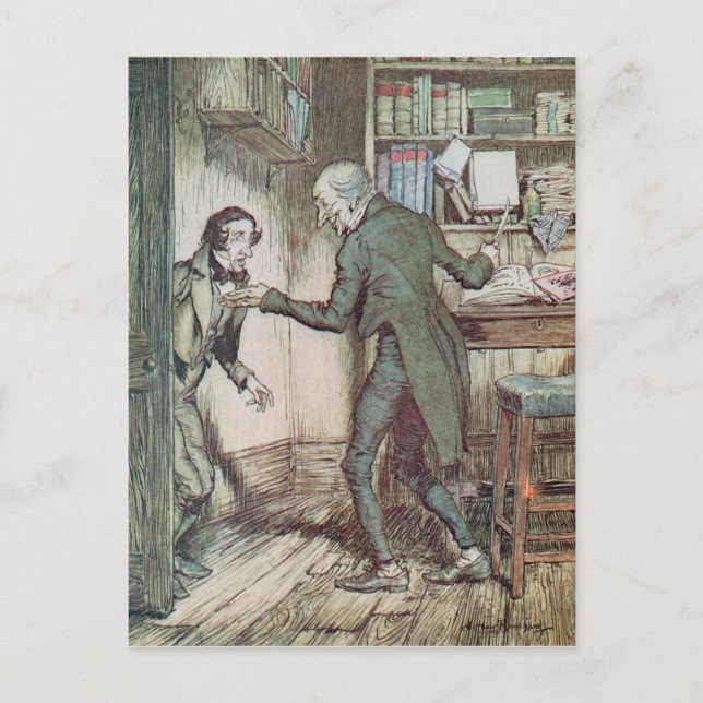 Scrooge and Bob Cratchit Postcard (Front)