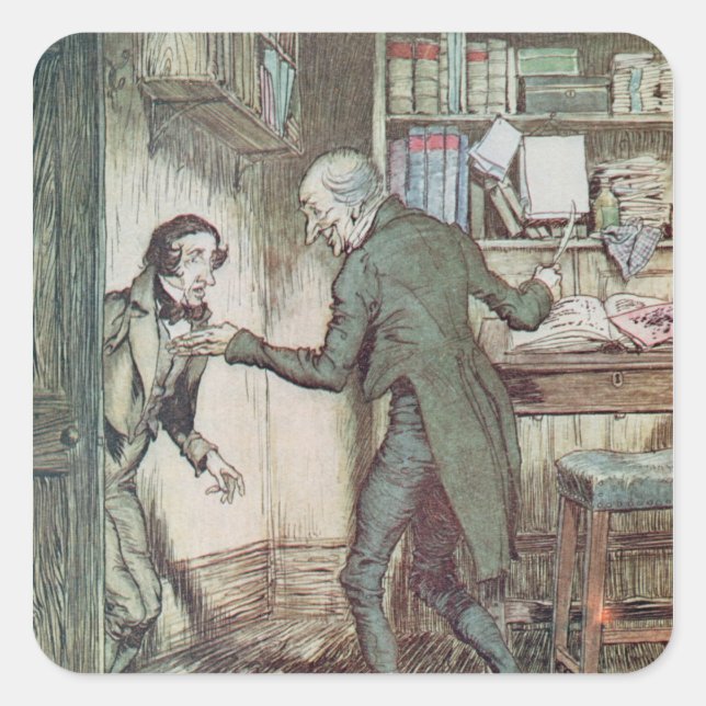 Scrooge and Bob Cratchit Square Sticker (Front)