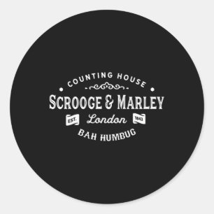 Scrooge And Marley Counting House Christmas Carol Classic Round Sticker