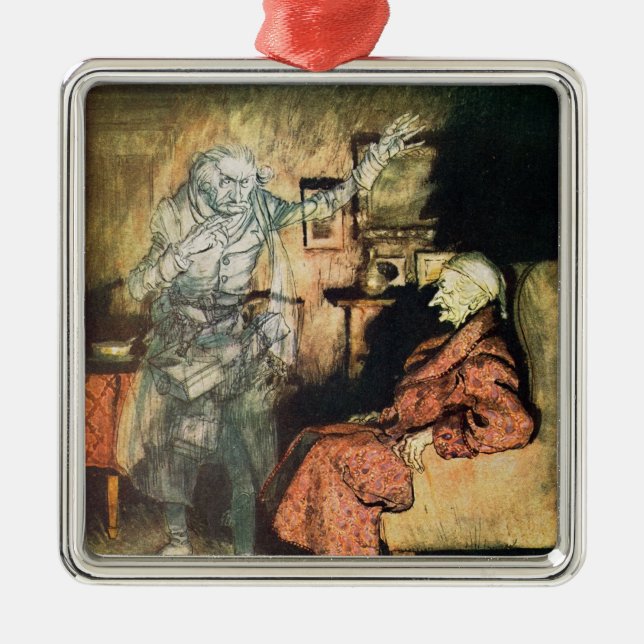Scrooge and The Ghost of Marley Metal Tree Decoration (Front)