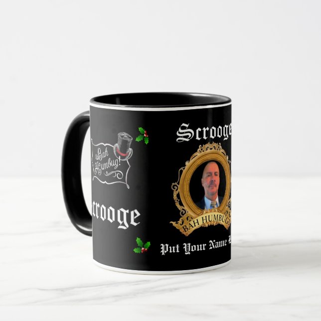 SCROOGE Antiqued Image/Text Personalised Christmas Mug (Front Left)