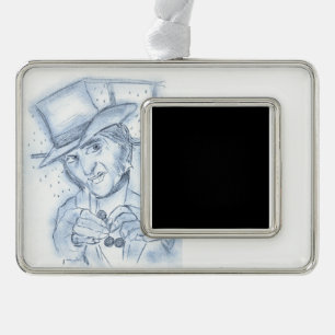 Scrooge in Blue Silver Plated Framed Ornament