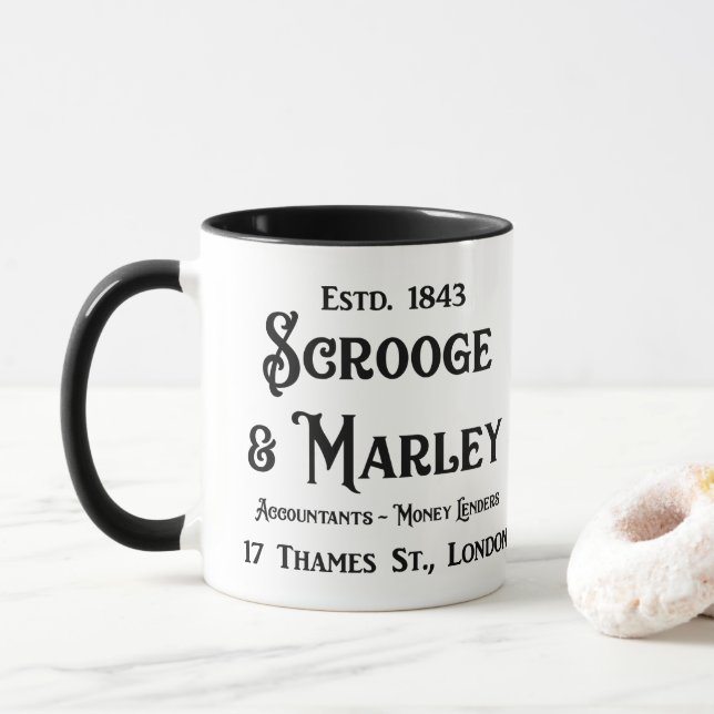 Scrooge & Marley - A Christmas Carol Coffee Mug (With Donut)