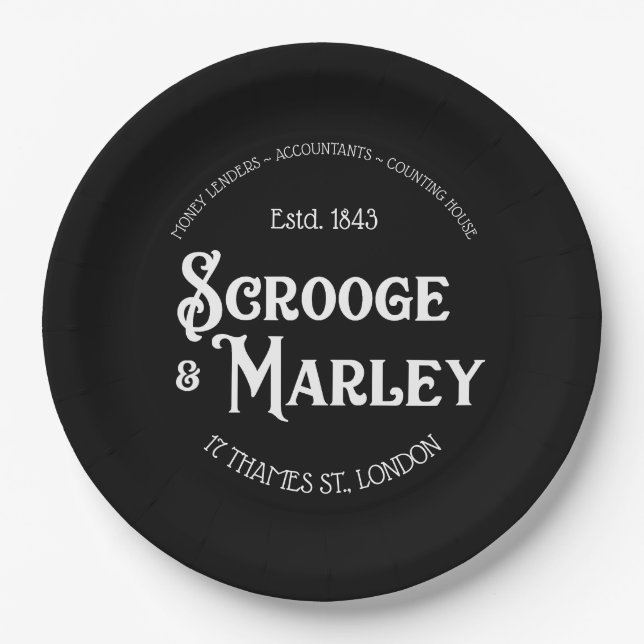 Scrooge & Marley A Christmas Carol Holiday Paper Plate (Front)