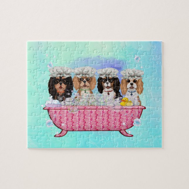 Scrub-a-Dub-Dub-Four Cavaliers in a Tub Puzzle (Horizontal)