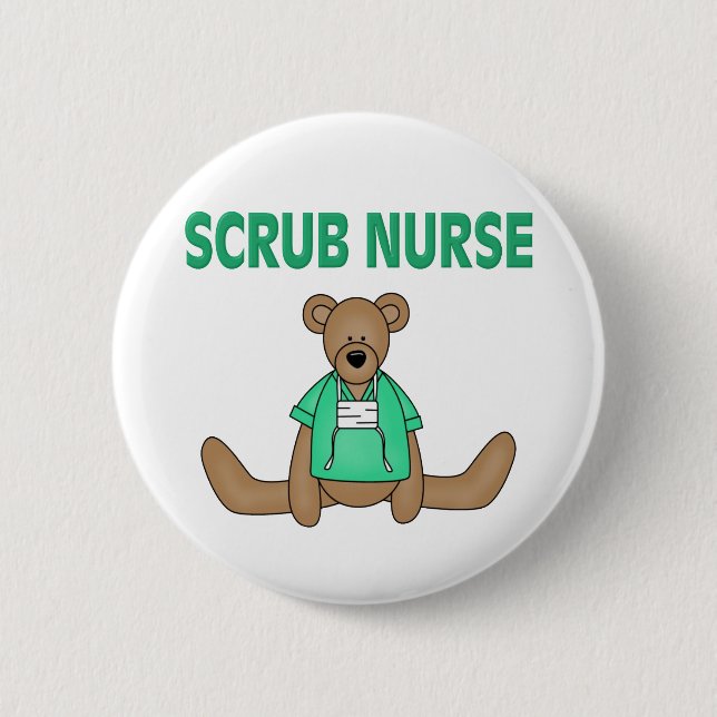 Scrub Nurse Bear 6 Cm Round Badge (Front)