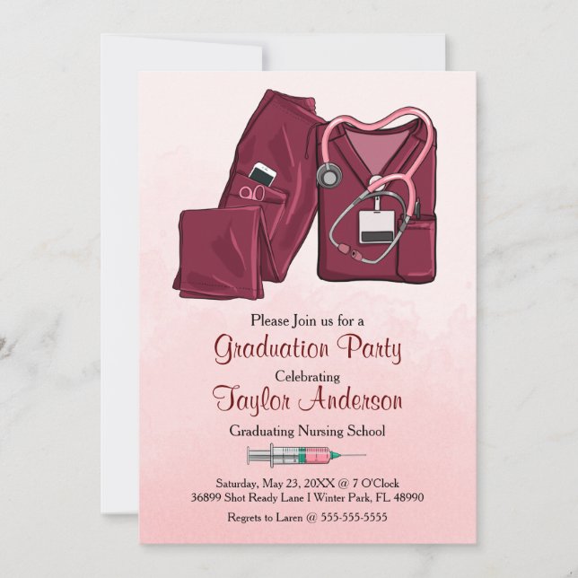 Scrub Nursing School Graduation Announcement (Front)