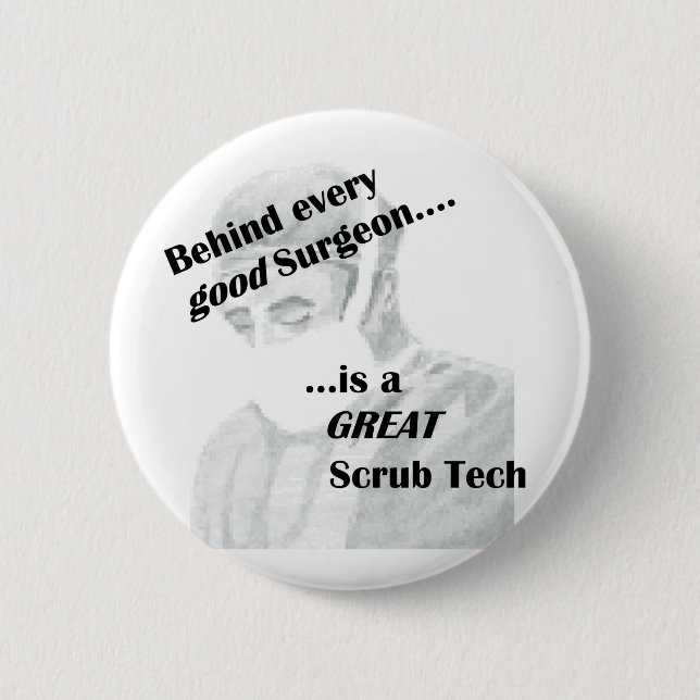 Scrub Tech 6 Cm Round Badge (Front)