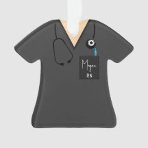 Scrub Top Ornament- Grey top with light skin