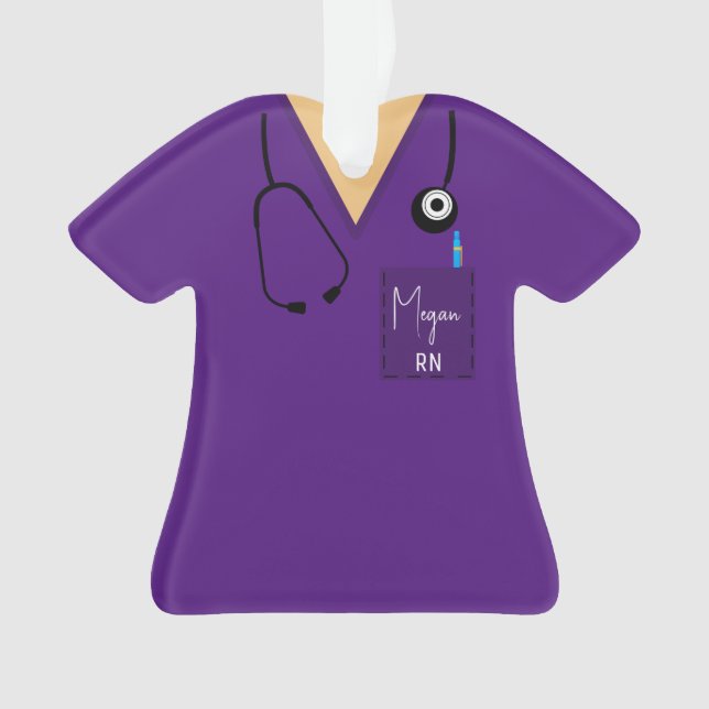 Scrub Top Ornament- Purple with light skin Ornamen Ornament (Front)