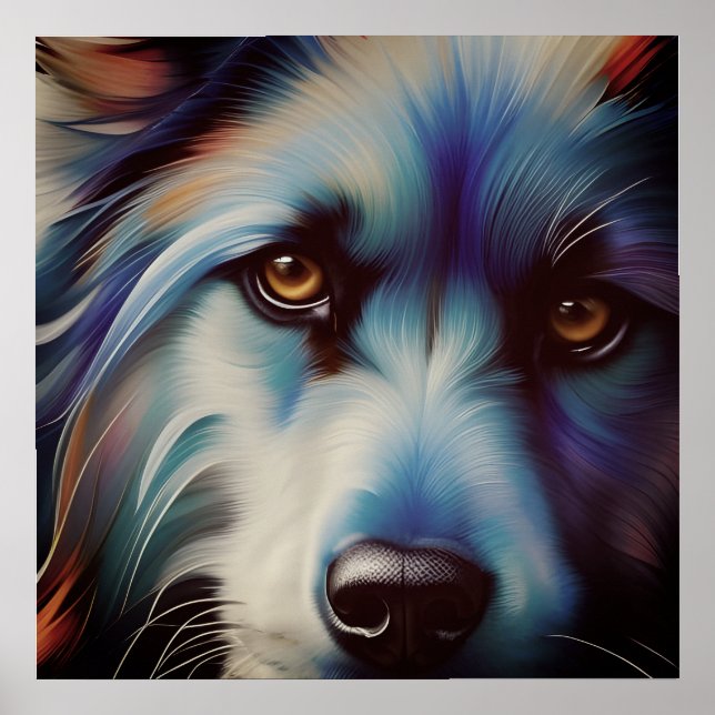 SCRUFFY BLUE N RUST TERRIER DOG CLOSE UP POSTER (Front)