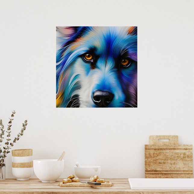 SCRUFFY BLUE TERRIER DOG CLOSE UP POSTER (Kitchen)