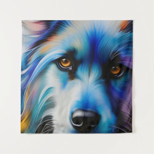 SCRUFFY BLUE TERRIER DOG CLOSE UP TAPESTRY