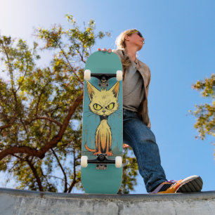 Scruffy Cat art funny Skateboard Deck