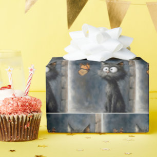 Scruffy Cat Staring at a Butterfly Wrapping Paper
