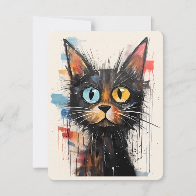 Scruffy Cute Cat Thank You Card (Front)