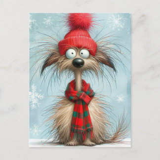 Scruffy Dog Christmas Holiday Postcard