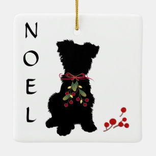 Scruffy Mutt NOEL Christmas Ornament
