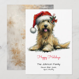Scruffy Puppy in a Santa Hat Happy Holiday Card
