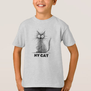 Scruffy Scribble Cat – Minimalist Whimsy T-Shirt