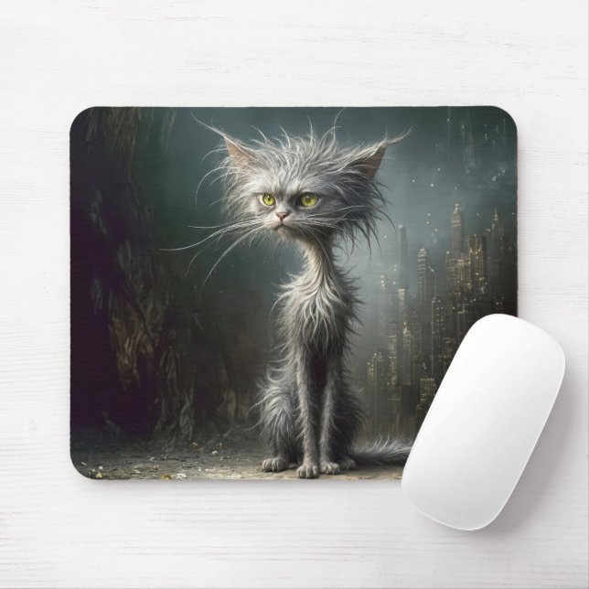 Scruffy Street Cat Mouse Mat (With Mouse)