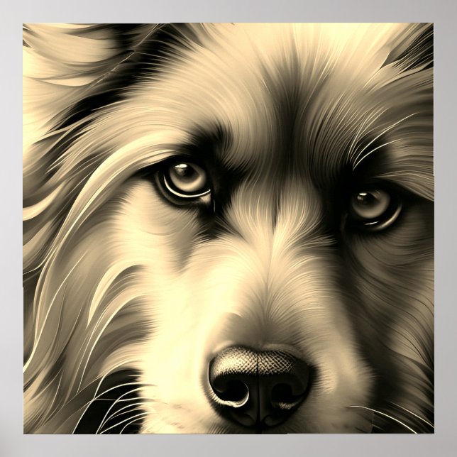 SCRUFFY TERRIER DOG SEPIA POSTER (Front)
